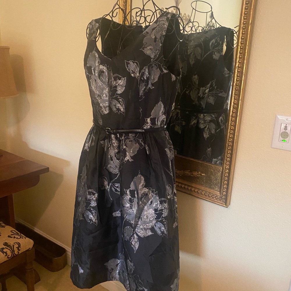 Elegant Black and Silver Floral Dress
